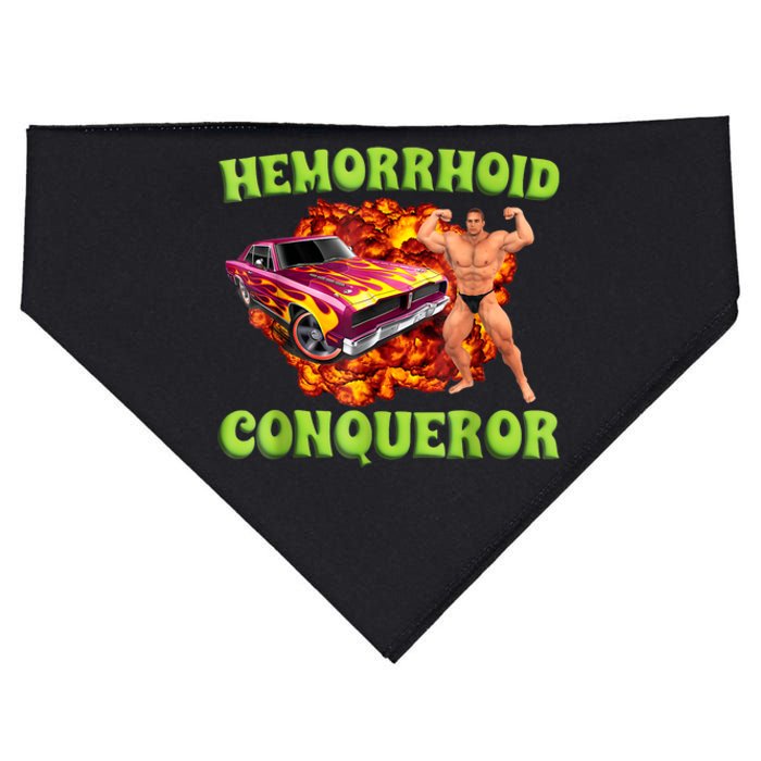 Hemorrhoid Conqueror Funny Oddly Specific Dank Meme USA-Made Doggie Bandana