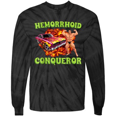 Hemorrhoid Conqueror Funny Oddly Specific Dank Meme Tie-Dye Long Sleeve Shirt