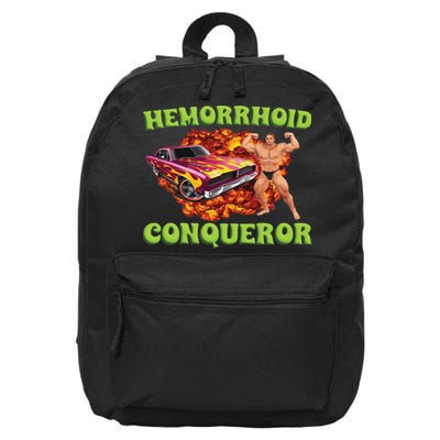 Hemorrhoid Conqueror Funny Meme Weird Offensive Cringe Joke 16 in Basic Backpack