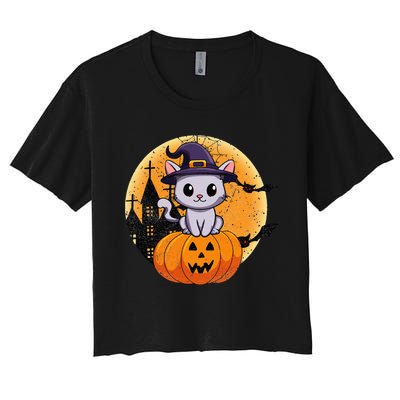 Halloween cats funny cat Halloween Women's Crop Top Tee