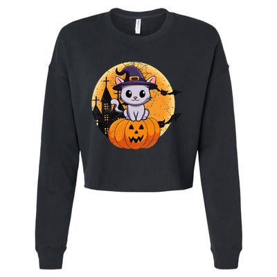 Halloween cats funny cat Halloween Cropped Pullover Crew