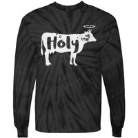 Holy Cow Funny Dairy Farmer Midwest Pride Tie-Dye Long Sleeve Shirt