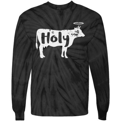 Holy Cow Funny Dairy Farmer Midwest Pride Tie-Dye Long Sleeve Shirt