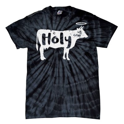 Holy Cow Funny Dairy Farmer Midwest Pride Tie-Dye T-Shirt