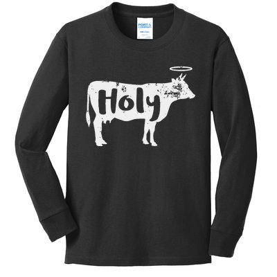 Holy Cow Funny Dairy Farmer Midwest Pride Kids Long Sleeve Shirt