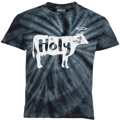 Holy Cow Funny Dairy Farmer Midwest Pride Kids Tie-Dye T-Shirt