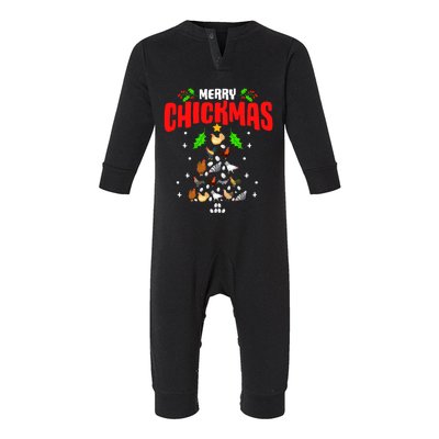 Hen Chick Farmer Merry Chickmas Christmas Chicken Tree Funny Gift Infant Fleece One Piece