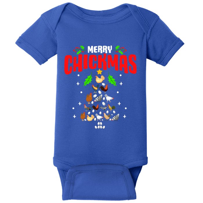 Hen Chick Farmer Merry Chickmas Christmas Chicken Tree Funny Gift Baby Bodysuit