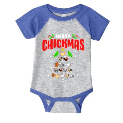 Hen Chick Farmer Merry Chickmas Christmas Chicken Tree Funny Gift Infant Baby Jersey Bodysuit