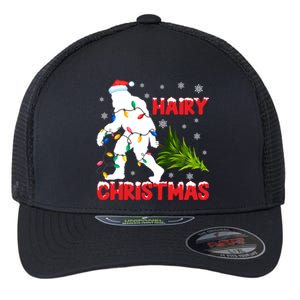 Hairy Christmas Funny Bigfoot Xmas Santa Hat Family Matching Gift Flexfit Unipanel Trucker Cap