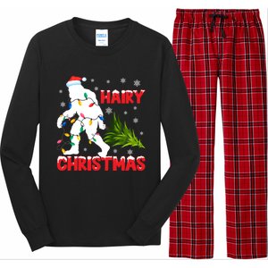 Hairy Christmas Funny Bigfoot Xmas Santa Hat Family Matching Gift Long Sleeve Pajama Set