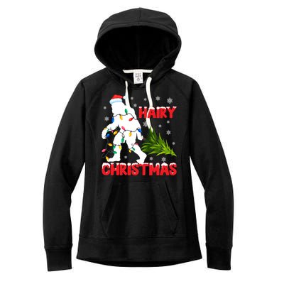 Hairy Christmas Funny Bigfoot Xmas Santa Hat Family Matching Gift Women's Fleece Hoodie