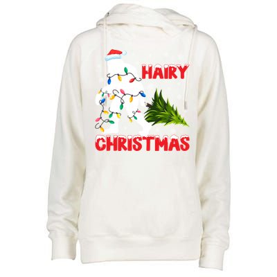 Hairy Christmas Funny Bigfoot Xmas Santa Hat Family Matching Gift Womens Funnel Neck Pullover Hood