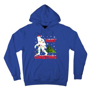 Hairy Christmas Funny Bigfoot Xmas Santa Hat Family Matching Gift Hoodie