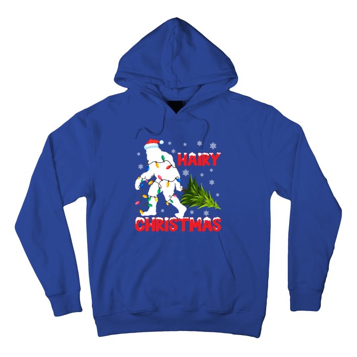 Hairy Christmas Funny Bigfoot Xmas Santa Hat Family Matching Gift Hoodie