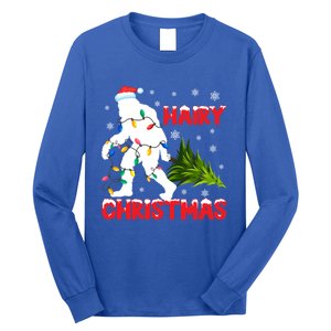 Hairy Christmas Funny Bigfoot Xmas Santa Hat Family Matching Gift Long Sleeve Shirt