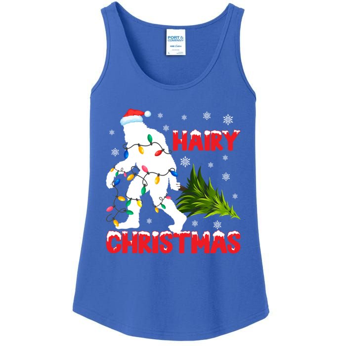 Hairy Christmas Funny Bigfoot Xmas Santa Hat Family Matching Gift Ladies Essential Tank