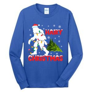 Hairy Christmas Funny Bigfoot Xmas Santa Hat Family Matching Gift Tall Long Sleeve T-Shirt