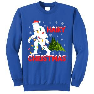 Hairy Christmas Funny Bigfoot Xmas Santa Hat Family Matching Gift Tall Sweatshirt