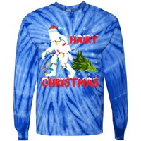 Hairy Christmas Funny Bigfoot Xmas Santa Hat Family Matching Gift Tie-Dye Long Sleeve Shirt