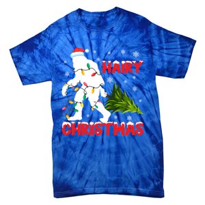 Hairy Christmas Funny Bigfoot Xmas Santa Hat Family Matching Gift Tie-Dye T-Shirt