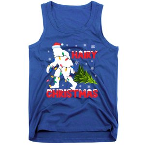 Hairy Christmas Funny Bigfoot Xmas Santa Hat Family Matching Gift Tank Top