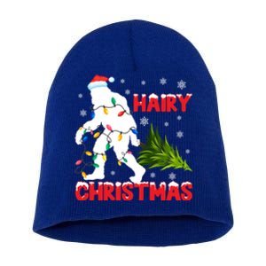 Hairy Christmas Funny Bigfoot Xmas Santa Hat Family Matching Gift Short Acrylic Beanie