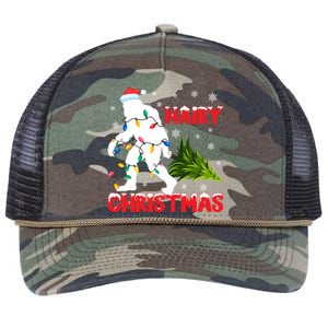 Hairy Christmas Funny Bigfoot Xmas Santa Hat Family Matching Gift Retro Rope Trucker Hat Cap