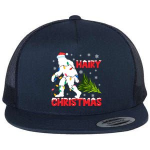 Hairy Christmas Funny Bigfoot Xmas Santa Hat Family Matching Gift Flat Bill Trucker Hat