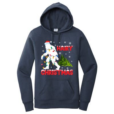 Hairy Christmas Funny Bigfoot Xmas Santa Hat Family Matching Gift Women's Pullover Hoodie