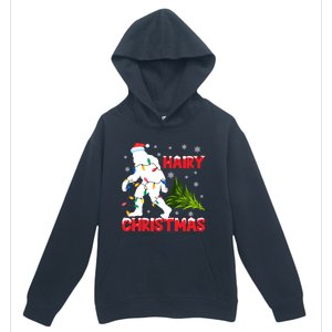 Hairy Christmas Funny Bigfoot Xmas Santa Hat Family Matching Gift Urban Pullover Hoodie