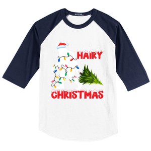 Hairy Christmas Funny Bigfoot Xmas Santa Hat Family Matching Gift Baseball Sleeve Shirt