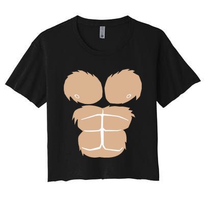 Halloween Costume Funny Monkey Gorilla Chest Suit Halloween Women's Crop Top Tee