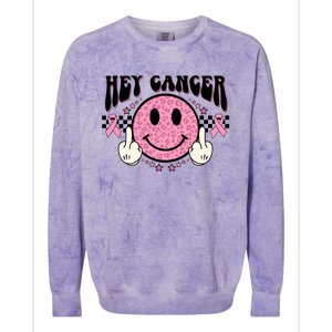 Hey Cancer Funny Breast Cancer Awareness Happy Face Cute Gift Colorblast Crewneck Sweatshirt