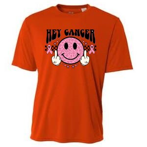 Hey Cancer Funny Breast Cancer Awareness Happy Face Cute Gift Cooling Performance Crew T-Shirt