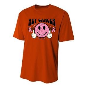 Hey Cancer Funny Breast Cancer Awareness Happy Face Cute Gift Performance Sprint T-Shirt