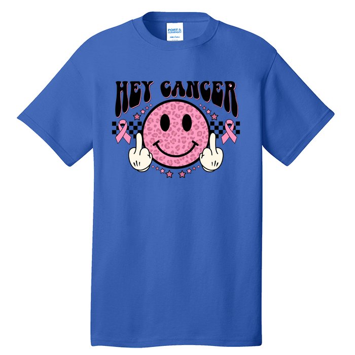 Hey Cancer Funny Breast Cancer Awareness Happy Face Cute Gift Tall T-Shirt