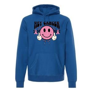 Hey Cancer Funny Breast Cancer Awareness Happy Face Cute Gift Premium Hoodie