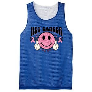 Hey Cancer Funny Breast Cancer Awareness Happy Face Cute Gift Mesh Reversible Basketball Jersey Tank