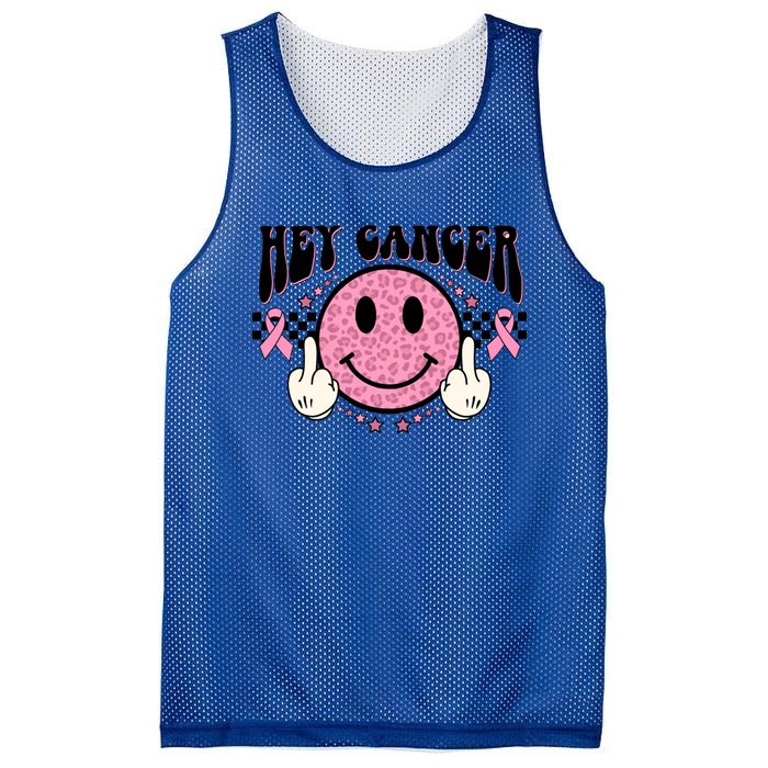 Hey Cancer Funny Breast Cancer Awareness Happy Face Cute Gift Mesh Reversible Basketball Jersey Tank