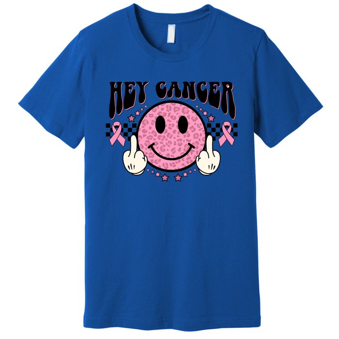 Hey Cancer Funny Breast Cancer Awareness Happy Face Cute Gift Premium T-Shirt