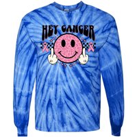 Hey Cancer Funny Breast Cancer Awareness Happy Face Cute Gift Tie-Dye Long Sleeve Shirt