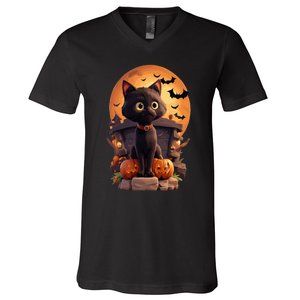 Halloween Cats Funny Cat Halloween V-Neck T-Shirt