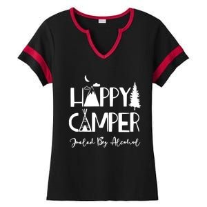 Happy Camper Fueled By Alcohol Funny Ing Party Camping Gift Ladies Halftime Notch Neck Tee