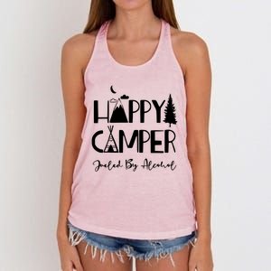 Happy Camper Fueled By Alcohol Funny Ing Party Camping Gift Women's Knotted Racerback Tank