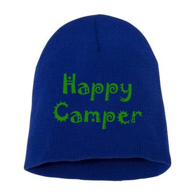 Happy Camper Funny Gift Short Acrylic Beanie