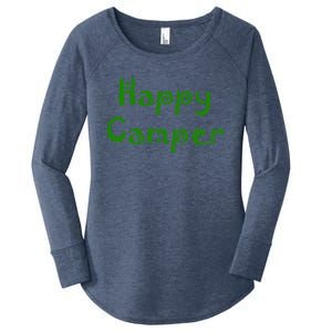 Happy Camper Funny Gift Women's Perfect Tri Tunic Long Sleeve Shirt