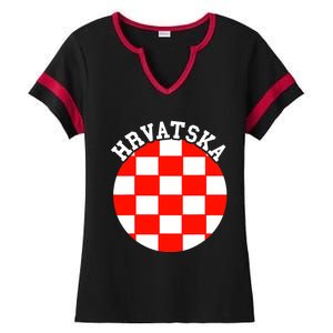 Hrvatska Croatian Flag Croatian Pride Croatian Roots Croatia Ladies Halftime Notch Neck Tee