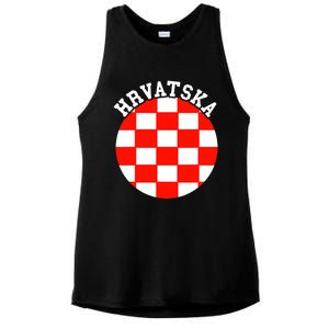 Hrvatska Croatian Flag Croatian Pride Croatian Roots Croatia Ladies PosiCharge Tri-Blend Wicking Tank