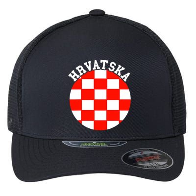 Hrvatska Croatian Flag Croatian Pride Croatian Roots Croatia Flexfit Unipanel Trucker Cap